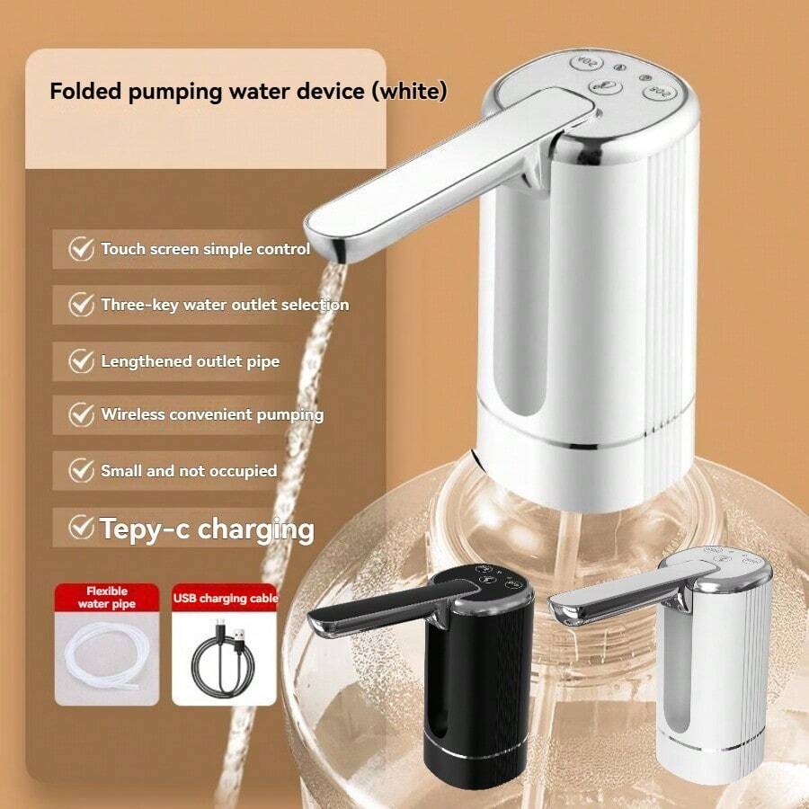 1pc USB Rechargeable Automatic Electric Water Pump, Compact & Precise, Easy Installation, Convenient & Practical, One-Key Operation, Blue Light Display, USB Charging, Can Pump About 6 Buckets Of 19L Bottled Water On One Full Charge - Multicolor - View 1