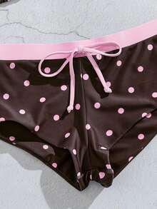 Bộ bikini nữ màu vàng chấm bi kiểu retro, thích hợp cho các buổi đi chơi, phong cách Y2K, dạo phố, nghỉ mát, bãi biển mùa hè. - nâu hồng - Xem 10