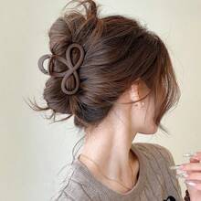 1 pieza Pinza para el cabello de alta calidad estilo boho, linda y elegante, mate marrón oscuro, 8.5cm/3.3in, adecuada para coleta alta diaria de mujer, trabajo - Marrón - Ver 2