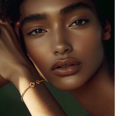 1件简约925银四叶草开口可调节手镯，适合女性日常佩戴和母亲节礼物，精美珠宝手镯