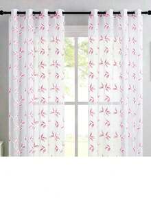 2 buah Tirai Tipis Bordir Putih - Motif Bunga, Tirai Voile Bordir Elegan untuk Dekorasi Ruang Tamu dan Kamar Tidur dengan Lubang Pengait - Berwarna merah muda - View 34