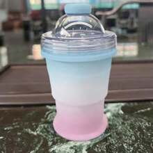1pc Portable Foldable Ice Ball Cup, Creative Silicone Tray With Straw, Collapsible Ice Ball Maker Cup, Dual-Function Convenient Water Bottle For Summer Outdoor Use - Multicolor - View 15