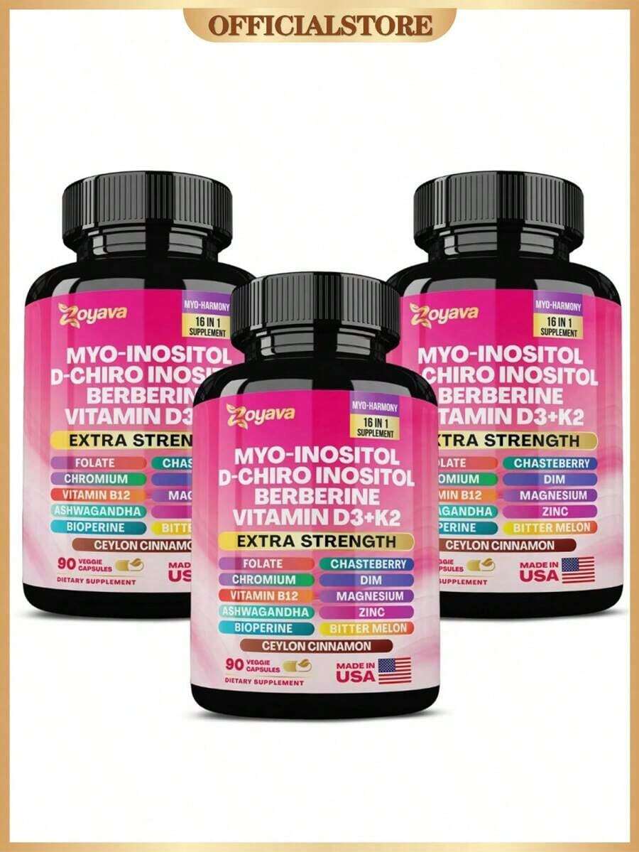 1 Pcs Women's Hormone & Cycle Support |   All-In-One Supplement With Myo-Inositol, D-Chiro Inositol & 13+ Active Ingredients |   90 Vegan Capsules |   Made In USA - 3瓶 - 查看 1