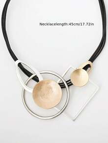 Mặt dây chuyền họa tiết hình học cổ điển mới năm 2026, vòng cổ choker phong cách Gothic dành cho nữ. - Vàng và bạc - Xem 5