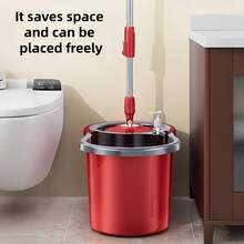 Rotating Mop And Bucket Set, With Manual Spin Dryer, 360-Degree Rotating Mop, Suitable For Indoor, Outdoor Floor And Glass Cleaning, Adjustable Handle, 3 Replaceable Super Fiber Mop Heads,Save Space - A - 查看 8