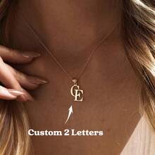 Collier personnalisé à double lettre, collier à initiale personnalisé, collier pendentif avec nom élégant, collier de couple, cadeau d'anniversaire - Multicolore 2 - Voir 2