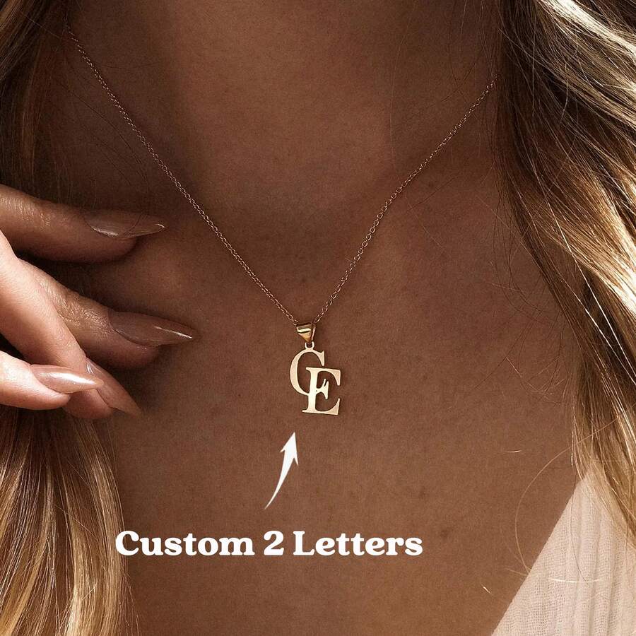 Collier personnalisé à double lettre, collier à initiale personnalisé, collier pendentif avec nom élégant, collier de couple, cadeau d'anniversaire