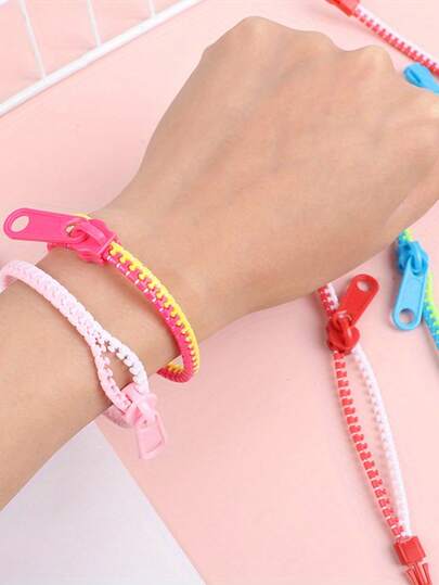 Bộ 10 vòng tay dây kéo hai màu - Quà tặng tiệc cưới, đồ trang trí trò chơi tiệc cô dâu, quà tặng sinh nhật, vòng tay tình bạn, đồ dùng tiệc tùng, bộ quà tặng rèn luyện giác quan, màu neon, 1/5/10 chiếc