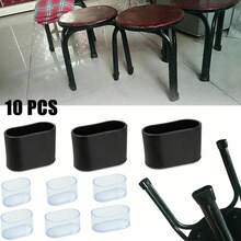 Tapas de goma para patas de silla, cubiertas ovaladas para muebles, pies de mesa, protectores de suelo para silla, escritorio, oficina, 10 piezas KLOJ - Negro 25x50 mm - Ver 10