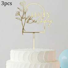 Conjunto de 3 peças para decoração de bolo de aniversário, decoração de bolo de aniversário, decoração de mesa de doces, toppers de bolo modernos com texto e flores, presentes para decoração de bolo de festa de aniversário, palitos decorativos para bolo, utensílios de confeitaria, decoração para bolos, artigos para bolos, utensílios de cozinha essenciais, presentes de Natal - multicolorido - Ver 12