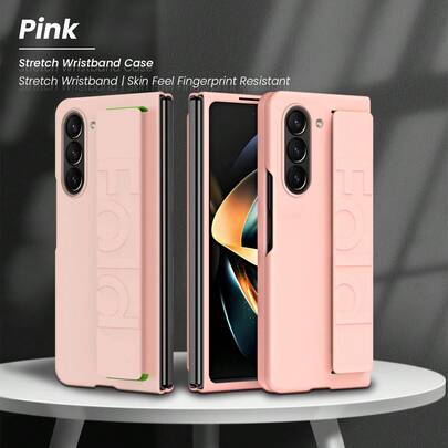 适用于三星 Galaxy ZFold2 ZFOLD3 ZFOLD4 ZFOLD5 ZFOLD6 ZFOLD7 手机壳，带可伸缩腕带，简约优雅男女通用手机保护套
