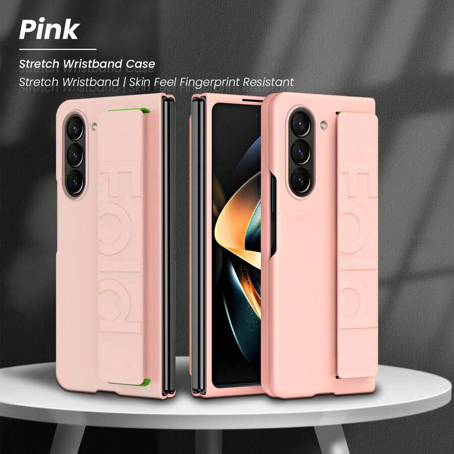 适用于三星 Galaxy ZFold2 ZFOLD3 ZFOLD4 ZFOLD5 ZFOLD6 ZFOLD7 手机壳，带可伸缩腕带，简约优雅男女通用手机保护套