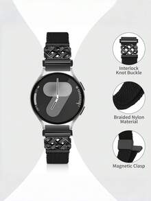 时尚编织表带，兼容三星 Galaxy Watch 7/6/5/4 FE（40mm/44mm）、5 Pro、Watch 4&6 Classic、Active 2、Watch 3（41mm、22mm），优质柔软尼龙磁吸弹力表带，搭配设计师款互扣表扣。 - 中國結磁吸編織款 - 查看 8