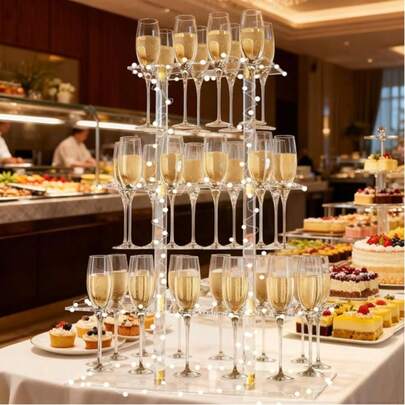 A Three-Tiered Premium Transparent Wine Glass Rack That Holds 36 Wine Glasses. Portable And Detachable, It's Suitable For Birthday Parties, Weddings, Celebrations, And Other Occasions. Ideal For Both Commercial And Home Use, And Makes A Great Mother's Day Gift.