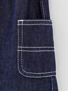 Mjuka denimbyxor för barn i bomull och linne, andningsbara, lös passform, sommaroutfit 2026 - Denim mörkblå - Visa 7