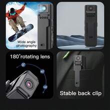 1pc 1080p Mini Body Camera 1.3inch Screen 180° Rotatable Lens Body Mounted Camera Small Portable IR Night Vision Body Camera Camera Bike - Multicolor - View 7