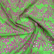 Two-Tone Embroidered Lace Fabric, 100% Cotton, 1.35m (Width) - Verde - Ver 2