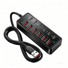 Trạm sạc và hub 12 cổng (6 USB + 6 Type-C/PD), sạc nhanh 66W, phù hợp cho điện thoại thông minh, máy tính bảng, máy tính xách tay, thiết bị PD - Bộ sạc đa cổng nhỏ gọn, cổng sạc USB, không cần bộ chuyển đổi AC bên ngoài, 12 cổng USB - ổ cắm điện sạc nhanh PD công suất 66W, 6 cổng USB-A và 6 cổng PD (Type-C), dây nối dài chịu tải nặng 37,4 inch, trạm sạc nhỏ gọn cho văn phòng tại nhà/máy trạm, thiết bị thông minh, máy tính bảng, điện thoại, máy tính xách tay. - Nhiều màu - Xem 11