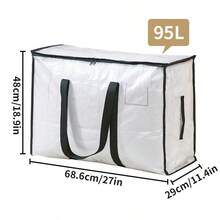 4/1pc Moving Packing Bag - Foldable Household Large-Capacity Woven Bag, Waterproof And Oil-Resistant, Double-Opening Zipper, Bedding Storage Bag - Multicolor - View 12