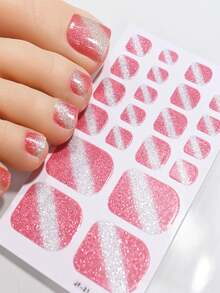 110Pcs Toenail Stickers 5 Sheets Nail Art Wraps For Women Toe Nail Stickers With A Minimalist Style And Solid Color Glitter Nail Art Style, Can Quickly And Easily Complete Nail Art Self Adhesive Nail Stickers Are Suitable For Women And Girls - Multicolor - View 6