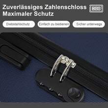 YONSLY Suitcase 16/20/24/28 Inch With 4 Wheels, 360° Combination Lock, Mesh Compartment, Soft Rubber Handle, Lightweight, Shockproof Trolley Suitcase, Carry-On Hard Shell Suitcase - 深藍 - 查看 2