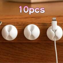 10pcs Round Cable Organizers - Desktop Storage And Management, Cable Clips - Desktop Cable Management Devices, For Data Cables, Storage Clips, Headphone Charging Cables, Bedside Desk Car Cable Storage, Heavy Duty Cable Ties With Strong Adhesive, No Drilling/Easy Installation, Suitable For Desktops, Drawers, Cars And Walls - Free Cable Management For C/Lightning/Type-C Chargers - Multicolor - View 11