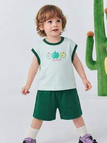 Bộ áo không tay mùa hè cho trẻ em, chất liệu mềm mại như cotton, nhanh khô, thoáng khí, thích hợp mặc ngoài trời năm 2026. - hồng xanh - Xem 5