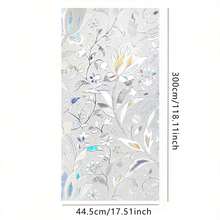 1pc Bohemian Style 3D Floral Rainbow Frosted Static Cling Window Film, Tulip Vine Pattern Privacy Glass Sticker, Glue-Free Removable Reusable Home Decor, Soft Sunlight, UV Blocking, Heat Insulating Temperature Control Vinyl Film - Multicolor - View 9