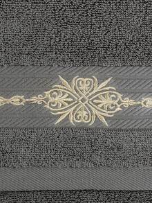 QIBHI 1/3件可選純棉毛圈巾 40*75cm/1件浴巾 70*140cm 歐式刺繡毛巾套組 純棉情侶款 吸水柔軟 家用面巾或浴巾 適用於浴室、游泳池 - 灰色 - 查看 7
