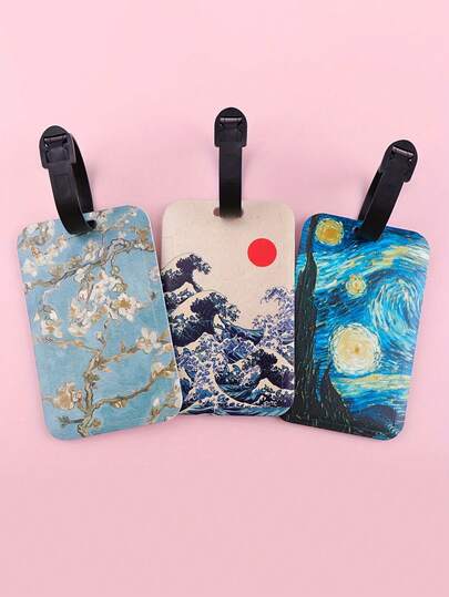 Creative Luggage Tag, Artistic Illustration Luggage Tag Inspired By Van Gogh Art, Suitable For Holidays, With Anti-Theft Luggage Tag Feature