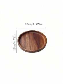 Vintage Round Wooden Tray, Home Dining Plate, Bedroom Jewelry Storage, Japanese Style Desktop Decor Tray, Suitable For Living Room - Brown - View 5