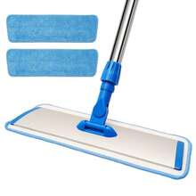 18" Professional Microfiber Mop Floor Cleaning Flat Mop With Stainless Steel Handle 360-Spin Head With 2 Reusable Washable Pads Microfiber Wet And Dust Mopping For Hardwood And Tile Blue - Blue - 查看 10