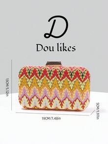 1 pieza Bolso bandolera de contraste de color retro, bolso de mano de cadena para la noche, mini bolso cuadrado, adecuado para chicas de fiesta, novias, estudiantes universitarias, jóvenes profesionales, accesorio ideal para ocasiones como fiestas, bailes, bodas. Patrón enviado al azar. - Multicolor - Ver 11