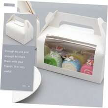 Set de 10 cajas de embalaje para rollos de pastel con ventana, adecuadas para galletas y magdalenas en fiestas y eventos - Ver 3