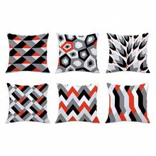 MEMNUN 6pcs Modern Minimalist Red White Black Geometric Print Cushion Cover [No Pillow Insert], 17.7*17.7in(45*45cm)/19.69*19.69in(50*50cm)/15.75*15.75in(40*40cm), [Single-Sided Printing] Polyester Throw Pillow Covers For Sofa, Bed, Living Room, Bedroom, Car, Office, Hotel Decor, Suitable For All Seasons, Perfect Gift For Family And Friends - Multicolor - View 4