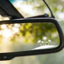 Vinyl Beach Coconut Tree Decal - Rearview Mirror Decal, Car Rearview Mirror Design, The Perfect Daily Accessory For Bookworms, Suitable For Cars, Trucks, SUVs, Windows, Laptops - Self-Adhesive, Car Decal, Car Accessories - A - View 9