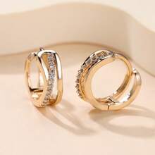1 Pair Shiny Layered Hoop Earrings, Romantic Vibe, Versatile For Commute, Refined Accessory For Women, Great Gift For Girlfriend Or Best Friend - W17491 - View 4