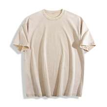 1pcs230g Washed, Fire Messenger Printed T-Shirt, High-Quality Wax Printed Pure Cotton Retro Fashion Brand, Men's Summer T-Shirt, Holiday Perfect Gift - 杏色 - 查看 2