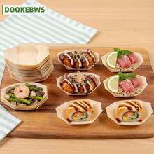 100/200pcs Disposable Mini Wooden Boat Shaped Plates, Birchwood Appetizer/Dessert Plates, Sizes 9cm/12cm/14cm Single Serving, Suitable For Wedding, Birthday Party, Outdoor Gathering, Meat, Cheese, Snack Display (Charcuterie Boats) - View 4