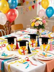 1 pieza Patito amarillo lindo con gafas y gorra de graduación, decoración para coche, decoración divertida de temporada de graduación, patito amarillo con gafas y birrete, diseñado para decorar el salpicadero del coche, flor de graduación y regalo pequeño de fiesta de graduación, decoración de graduación, centro de mesa para fiesta festiva, regalo de graduación - Doctor Pato - Ver 9