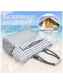 Beach Handbag Large Waterproof Foldable Beach Bag Large Capacity Portable Handheld - Black - View 3