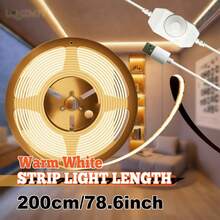 LQHZMYY 1pc LED Light Strip With Rotary Switch, COB Light Strip With Adjustable Brightness, Low Voltage 5V With USB Interface, Self-Adhesive Backing, Cuttable And Flexible, Suitable For Mirror, TV Background, Stairs, Kitchen, Bathroom Dimming, DIY Photo Frame, Surprise Gift For Girlfriend - Warm white light - View 14