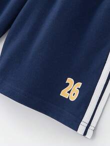 mini bala Kids Summer Soft Short Sleeve & Shorts Set, Breathable Daily Play Outfit 2026 - Dark Blue - View 8