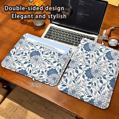One Piece: Small Fresh Blue Floral Pattern, PU Leather Magnetic Buckle Anti Drop Notebook Inner Bag, Compatible With MacBook Pro 16 Inch, Air 13, Galaxy TAB S10 Ultra, And Metabook 14 Inch 11 Inch/13 Inch, Convenient For Business Trips, Can Be Used As A Mouse Pad/Storage Bag, Is A Must-Have Accessory For Business/Study/Travel
