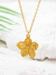 1 pieza Collar colgante de playa de verano para mujer, cadena delicada minimalista con dije de dólar de arena, tortuga y flor, joyería de playa bohemia - Multicolor - Ver 10