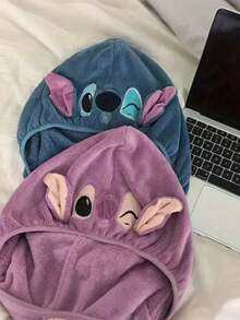 Disney, 1/2pcs, Stitch&Angel Shower Caps, Cute Dry Hair Caps, Fast Drying Microfiber Shower Caps, Thick And Soft Absorbent Towels, Women's Hair Care Accessories, Suitable For Daily Family, Travel, And Campus Use - Multicolor - View 3