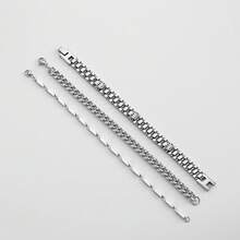 三件套可叠戴手链套装 | 皇冠吊坠 + 链条 | 防锈不锈钢材质手链套装 | 皇冠吊坠 | 送给男友、丈夫、父亲的理想礼物 - 銀色 - 查看 8