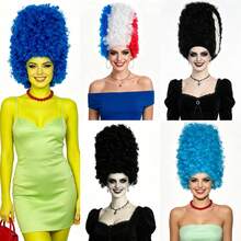 Exaggerated Fluffy Big Curl Wig Vintage High Bun Wig Multi-Color Options Anime Cosplay Wig Cap Unisex Perfect For Halloween Cosplay Theme Party Music Festival Stage Performance And Graduation Prom - Multicolor - View 10