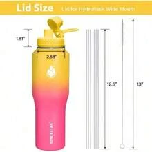 Spout Lid  Wide Mouth Bottle Fits 18 Oz 20 Oz 32 Oz 40 Oz 73 Oz,Chug Cap Flexible Handle Compatible, Takeya, , Wide Mouth Bottle,31245476 - 黃色 - 查看 4