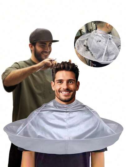 Waterproof Professional Haircutting Cape, Foldable Salon Hairdressing Gown, Silver, Universal Adult Size, Hairdressing Tool